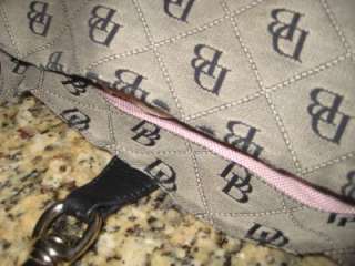 dooney bourke monogram canvas leather trim front clasp satchel handbag 