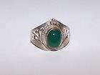   Green Jade & Sterling Silver Hand Crafted Ring Size 6 So Pretty