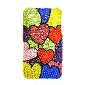   Hearts Pattern Bling Apple IPhone 3G & S Case Cover 