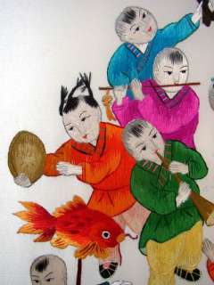 39*78 Chinese silk embroidery 100 children  