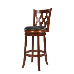   Cherry and Black Leather Nail Head Trim Bar Stool: Home & Kitchen