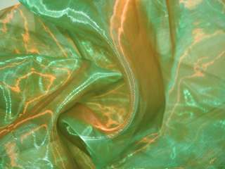 B80 Iridescent Green to Red Crystal Organza Fabric by M  