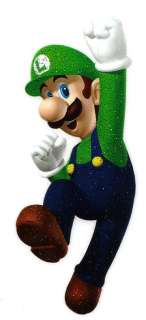 Luigi in Mario Bro jumping fist in air Iron On Transfer  