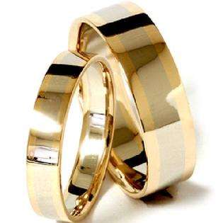 Gold Two Tone Matching His Hers Wedding Band Ring Set  Pompeii3 Inc 