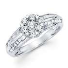   Diamond Engagement Ring 18k White Gold Cluster Anniversary (3/4 CTW