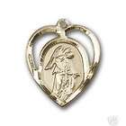 EE 14K Gold Guardian Angel Medal in Heart Pendant Charm KK Engraving 