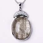   Sterling Silver Genuine Rutilated Quartz Solitaire Pendant To Necklace