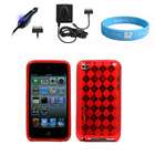   Skin for Apple iPod Touch 4G + Car Charger+Wall Charger + Wristband
