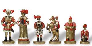 Knights Hand Painted Brass Chess Set by Italfama  