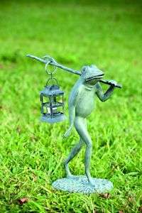 Bronze Frog Lantern Garden Statue Tea Light Holder  