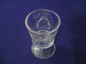 PRESSED PATTERN GLASS GOBLET FRUIT EMBOSSED WINE STEM  