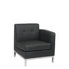 Office Star Products Right Arm Chair with Button Tufted Back in Black 