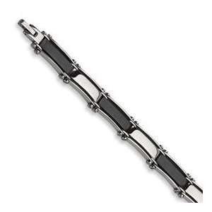  Stainless Steel Black Rubber Bracelet SRB132 8.5: Jewelry