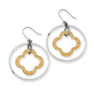   Stainless Steel Gold IP Plated Circle Dangle Earrings: Chisel: Jewelry