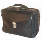   730536BLK Black Soft Nappa Leather Laptop Briefcase with Organizer