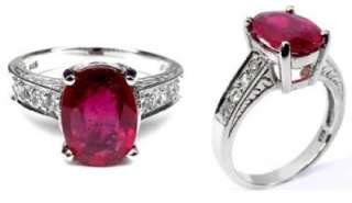 Beautiful 7.1ct African Ruby & White Sapphire 925 Silver Ring ~ UK 