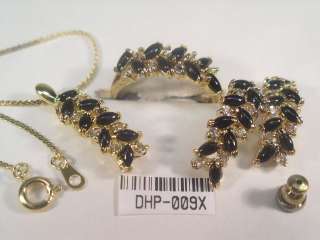DESIGNER ONYX RING, EARRINGS & NECKLACE SET CRYSTALS  