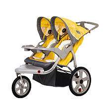 InStep Grand Safari Double Swivel Stroller   Yellow with Grey Accents 