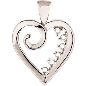    14K White Heart Shaped Mothers Pendant 6 Stone CleverEve Jewelry