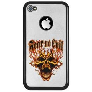  iPhone 4 or 4S Clear Case Black Fear No Evil Flaming Skull 