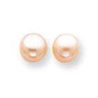 goldia 14k Gold 7 7.5mm Pink Button Cultured Pearl Stud Earrings
