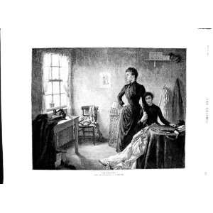 1891 Kennington Fine Art Ladies Sewing Room House Scene:  