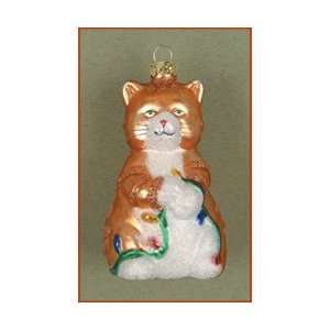  Orange Kitty Cat Glass Ornament: Home & Kitchen