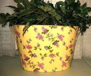 Decoupage Yellow Floral Planter/Magazine Holder  