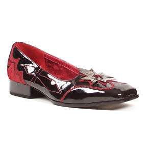Mens Black & Burgundy Velour Vampire Shoes Size 8 14  