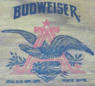   BUSCH BUDWEISER Beer Wood Box Crate w/ Bottle Cap Checkers Top  
