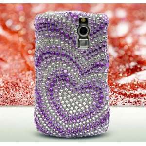  Silver Purple Heart Full Diamond Rhinestones Bling Design   Snap 
