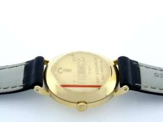 18K GOLD VICENCE ITALY LEATHER BAND QUARTZ WATCH 7 1/2  