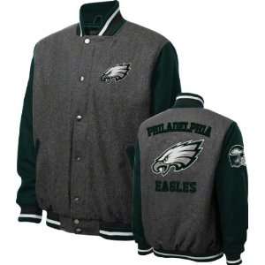    Philadelphia Eagles Grey Wool Varsity Jacket: Sports & Outdoors