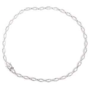  C.Z. Diamond Open Marquise Link Platinum Plated Necklace 