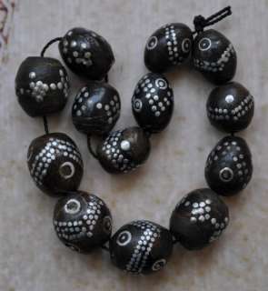 Antique Black coral yemeni islamic worry beads komboloi   13 beads 