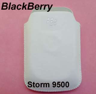 White Leather Pocket Case Pouch BlackBerry Storm 9500  