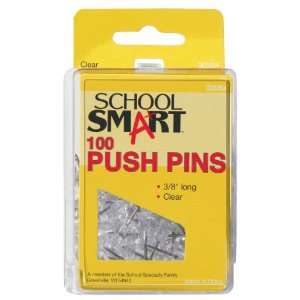  School Smart Push Pins   Clear. 100/box.: Office Products