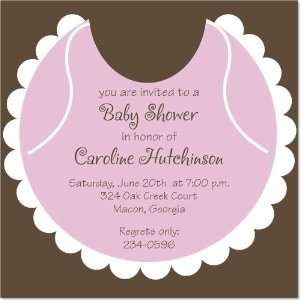  Pink Bib Baby Shower Invitations 