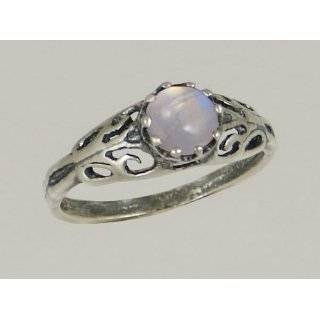   Silver Filigree Ring Featuring a Lovely Rainbow Moonstone Gemstone