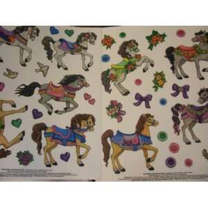  Summer Vinyl Reusable Window Clings ~ Fancy Horses Toys 
