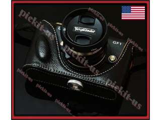 genuine leather half case for panasonic gf 1 black colour