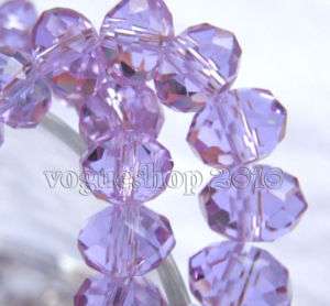30pcs Light Violet Faceted Rondelle Glass Bead 8mm  
