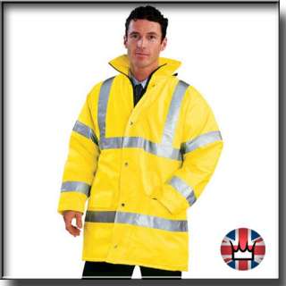 Hi Vis Viz Mens Jacket Yellow cold waterproof rain work  