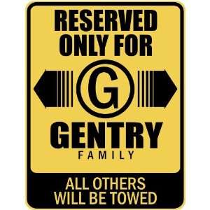   RESERVED ONLY FOR GENTRY FAMILY  PARKING SIGN