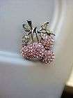Modern Costume Jewelry Pink Crystal Cherry Brooch Pin