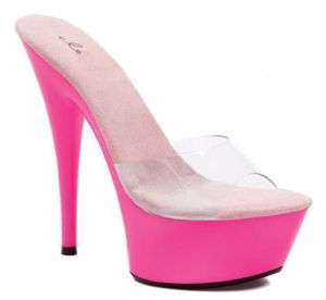 Hot Pink Platform Clear Pole Dance 80s Heels Shoes 8  