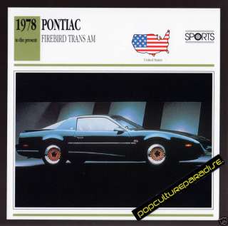 1978 1991 PONTIAC FIREBIRD TRANS AM Car PICTURE CARD  