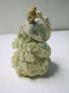Victorian Lady Figurine Sitting Porcelain (4 inch)  