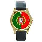 Portugal Portuguese Flag Round Gold Tone Watch