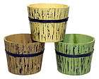rustic wood barrel pot planter yellow green tan home floral